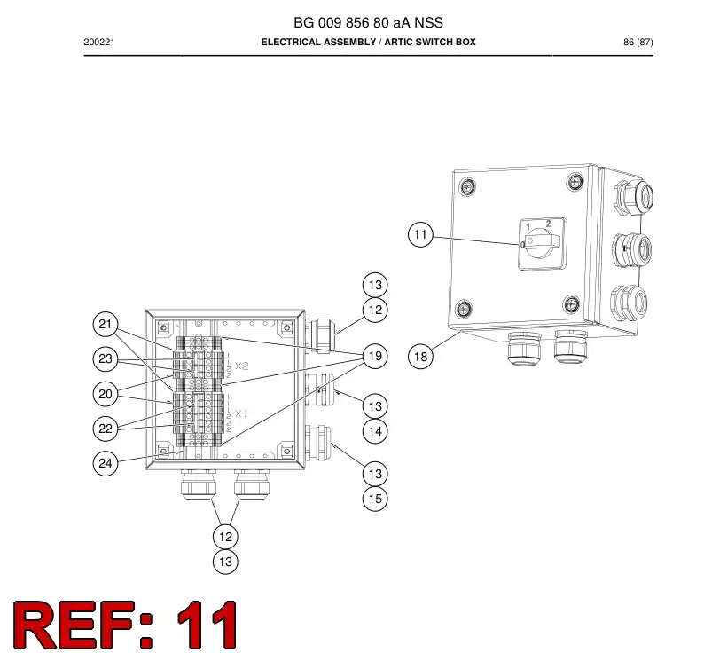 BG00974033a BG 009 740 33a Switch - Sandvik Technical Drawing