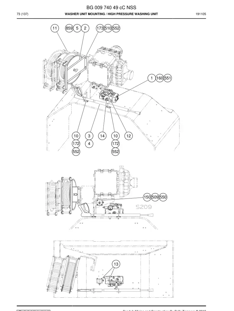 BG00974049c BG 009 740 49c Washer Unit mounting - Sandvik Technical Drawing