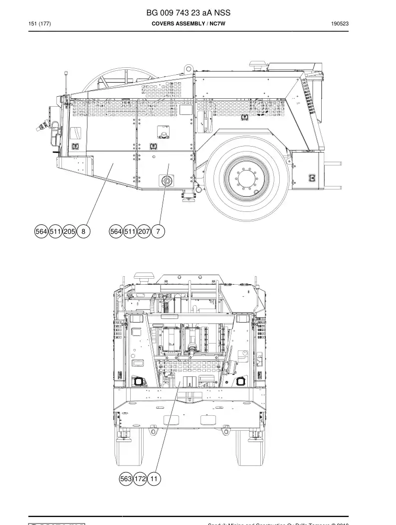 BG00974323a BG 009 743 23a Covers Assembly - Sandvik Technical Drawing