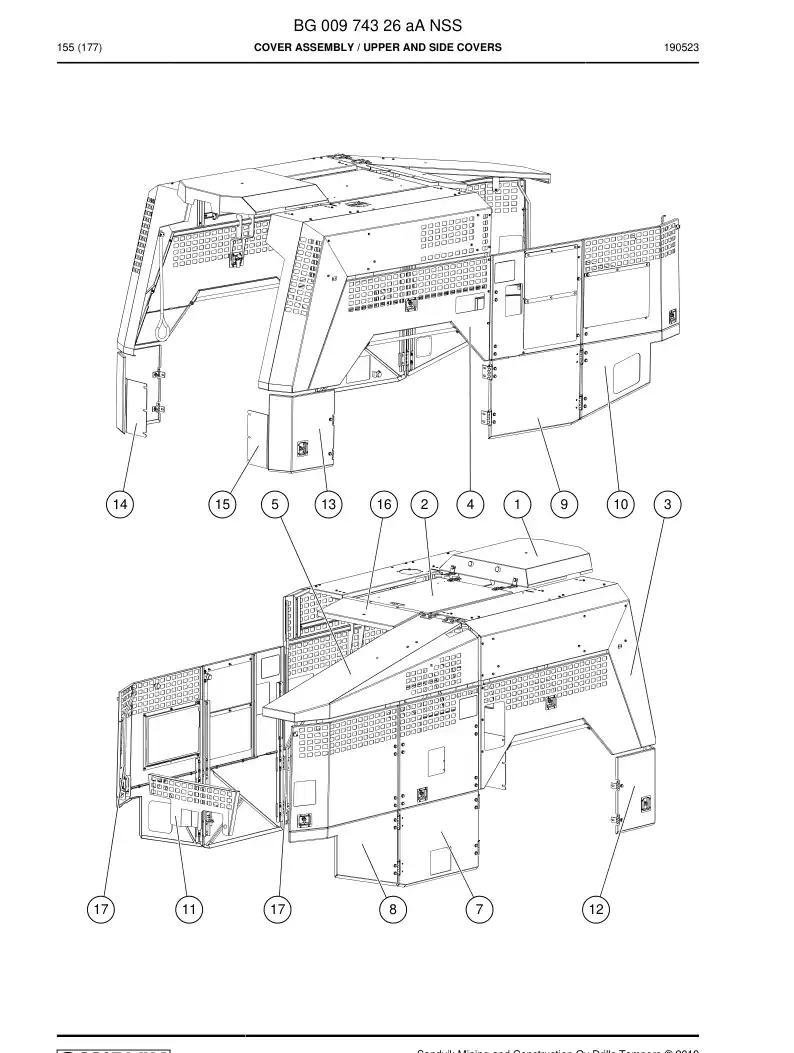 BG00974326a BG 009 743 26a Cover Assembly - Sandvik Technical Drawing