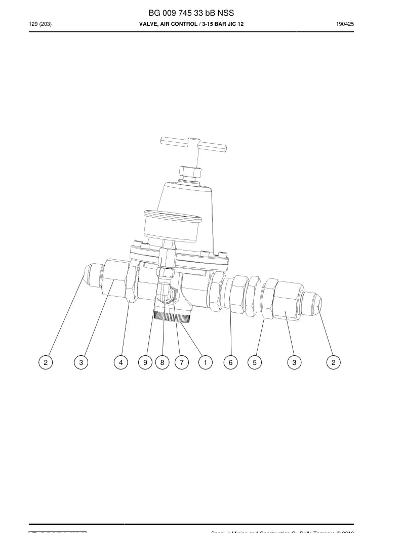 BG00974533b BG 009 745 33b Valve, Air Control - Sandvik Technical Drawing