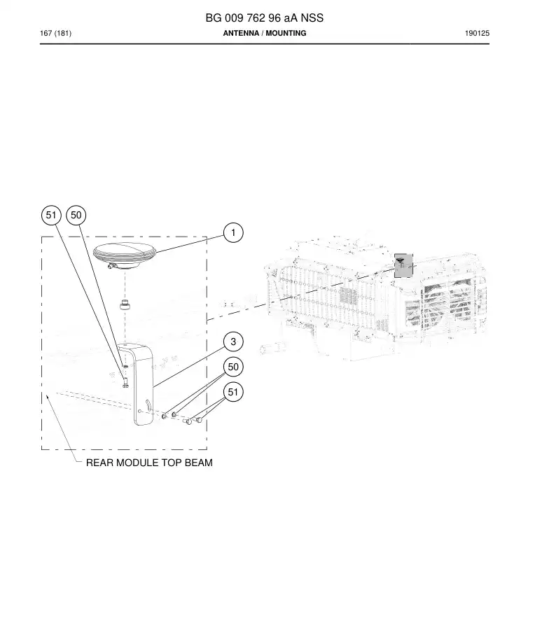 BG00976296a BG 009 762 96a Antenna - Sandvik Technical Drawing