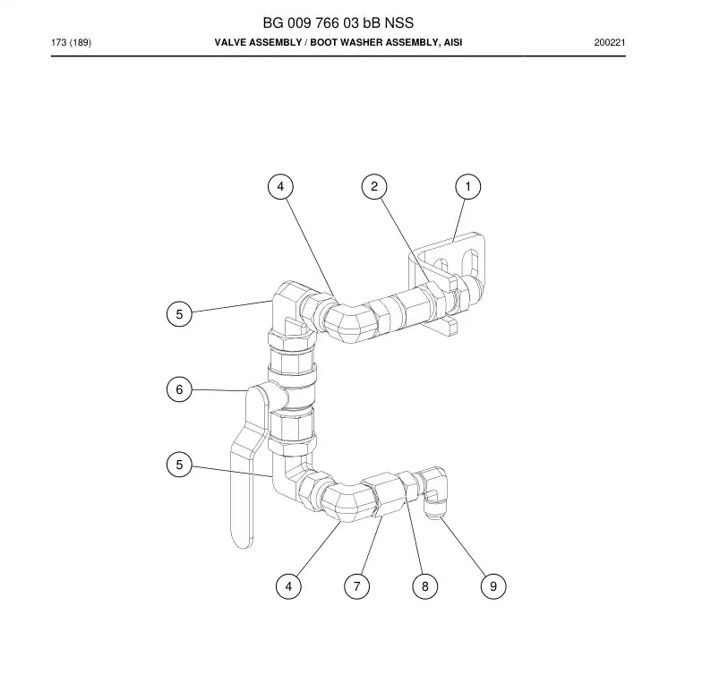 BG00976603b BG 009 766 03b Valve assembly - Sandvik Technical Drawing