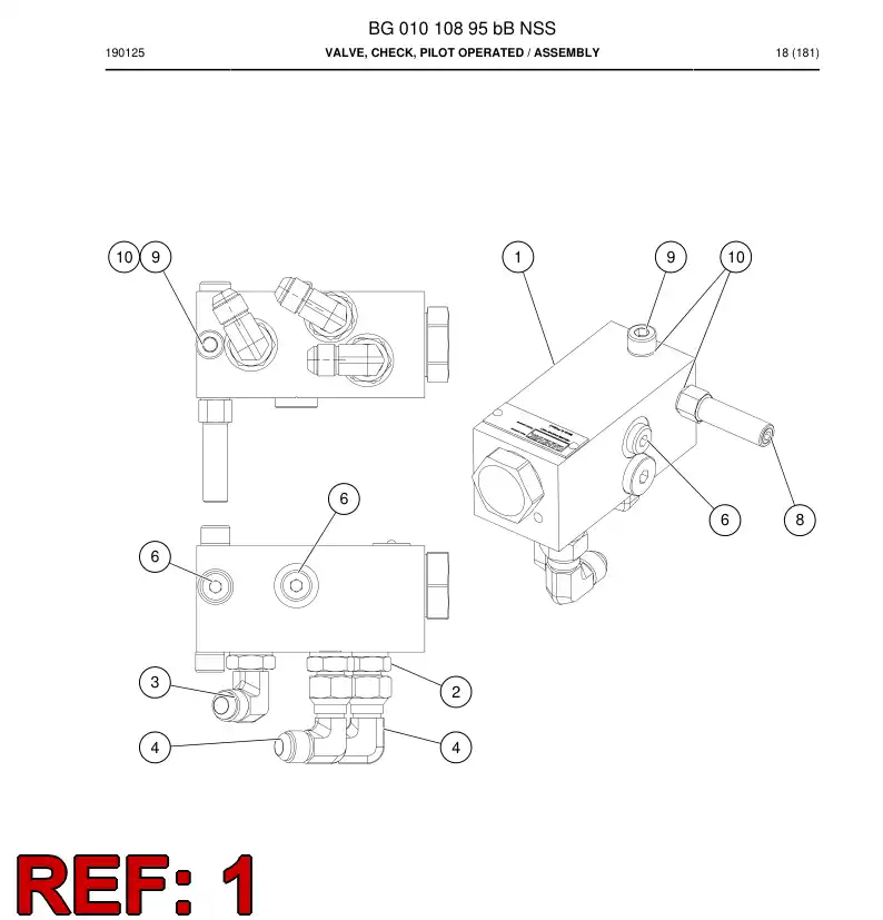 BG00976685b BG 009 766 85b Valve, Check, Pilot Operated - Sandvik Technical Drawing