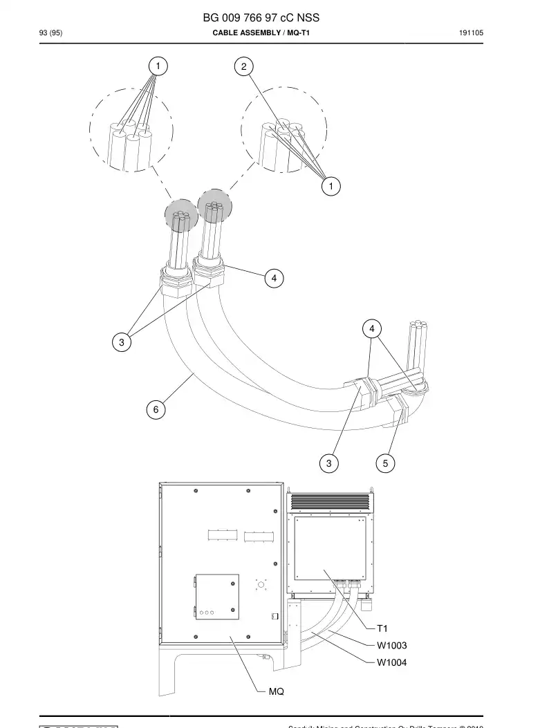 BG00976697c BG 009 766 97c Cable Assembly - Sandvik Technical Drawing