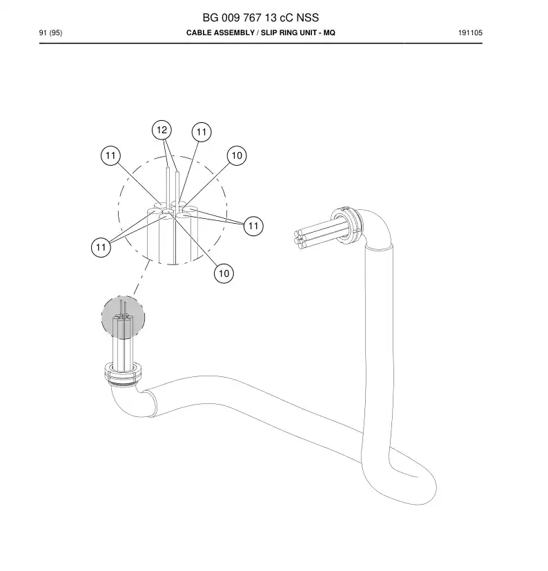 BG00976713c BG 009 767 13c Cable Assembly - Sandvik Technical Drawing
