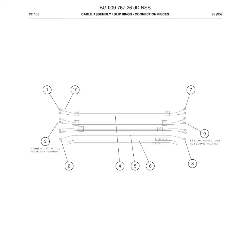 BG00976726d BG 009 767 26d Cable Assembly - Sandvik Technical Drawing