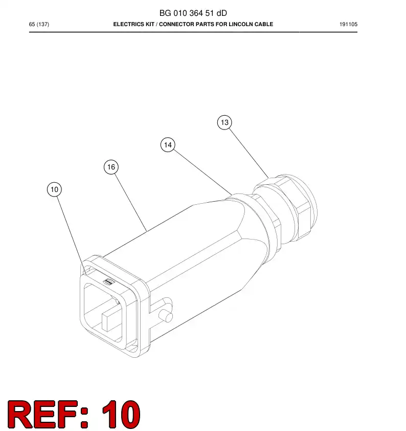 BG00977109a BG 009 771 09a Connector, Multipole, Male - Sandvik Technical Drawing