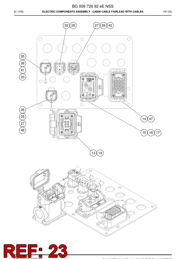 BG00977112a BG 009 771 12a Connector, Multipole, Female - Sandvik Technical Drawing