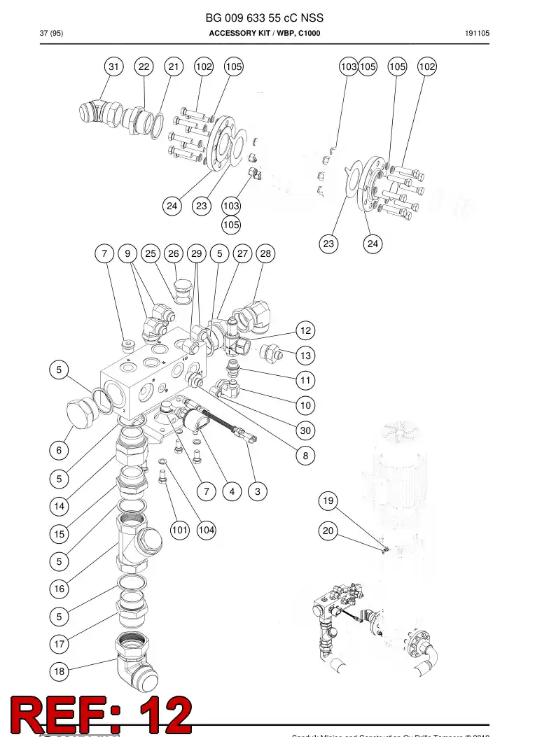 BG00978033a BG 009 780 33a Valve, Pressure Relief - Sandvik Technical Drawing