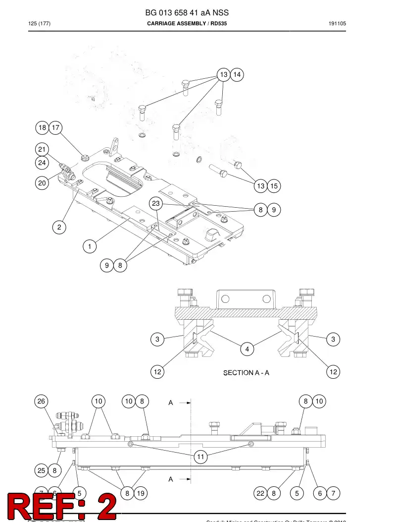 BG00980770b BG 009 807 70b Mounting Frame - Sandvik Technical Drawing