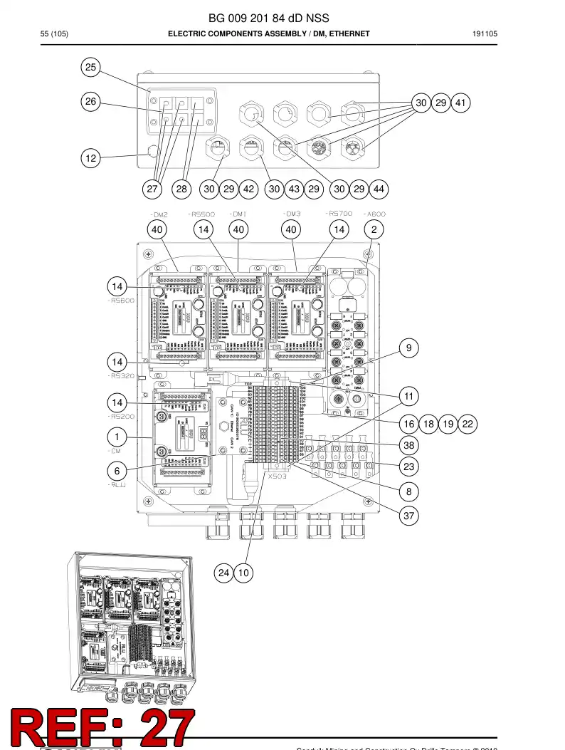 BG00983561a BG 009 835 61a Seal, Cable - Sandvik Technical Drawing