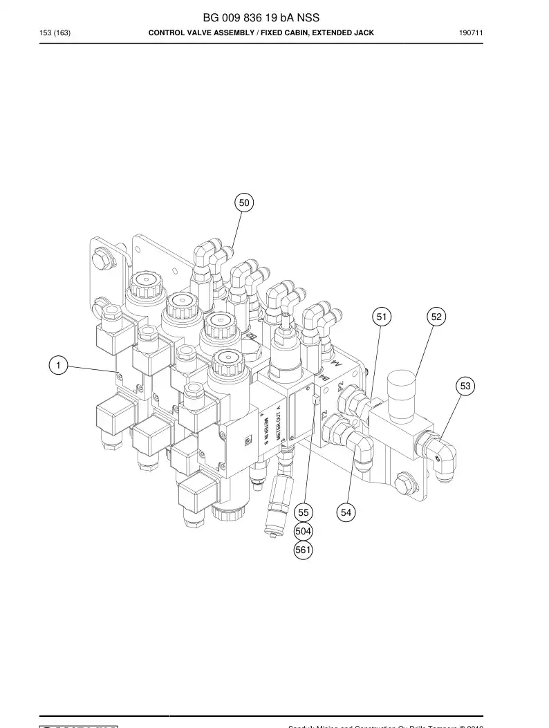 BG00983619b BG 009 836 19b Control Valve Assembly - Sandvik Technical Drawing
