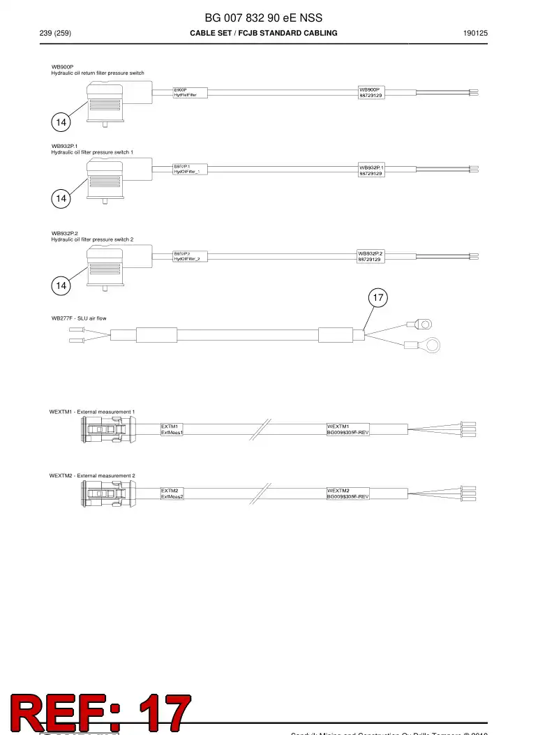 BG00983806b BG 009 838 06b Cable Assembly - Sandvik Technical Drawing