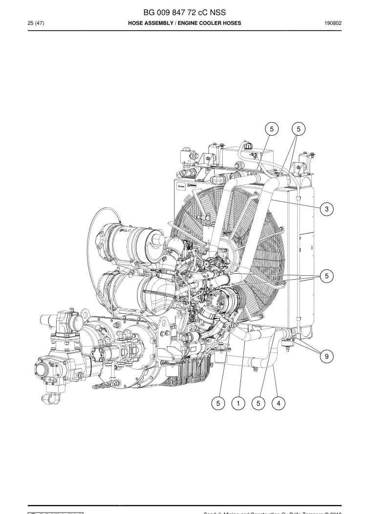 BG00984772c BG 009 847 72c Hose Assembly - Sandvik Technical Drawing