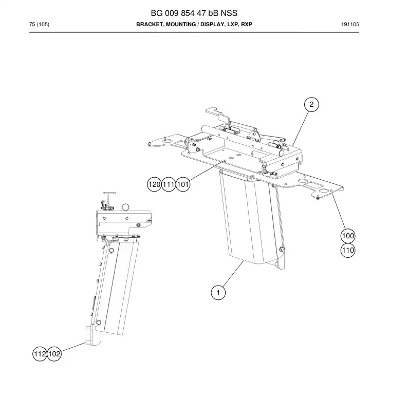 BG00985447b BG 009 854 47b Bracket, Mounting - Sandvik Technical Drawing