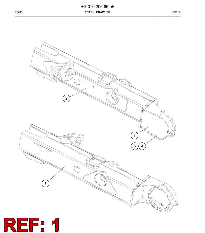 BG00985454a BG 009 854 54a Beam, Crawler - Sandvik Technical Drawing