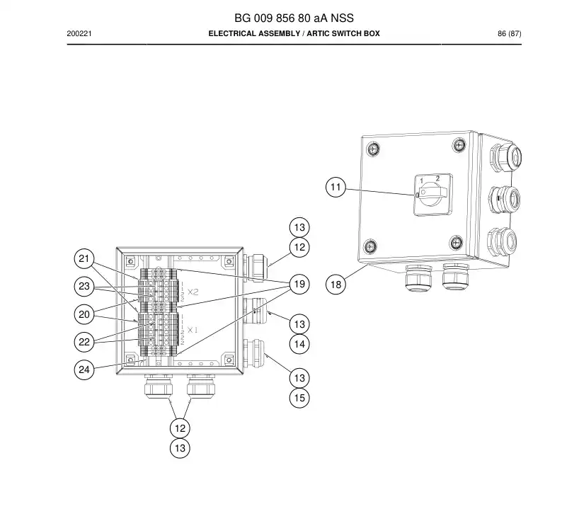 BG00985680a BG 009 856 80a Electrical Assembly - Sandvik Technical Drawing