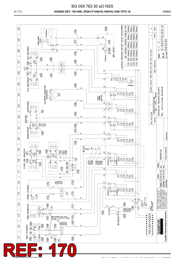 BG00986568a BG 009 865 68a Hose Assembly, Hydraulic - Sandvik Technical Drawing