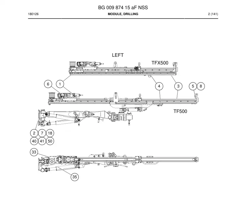 BG00987415a BG 009 874 15a Module, Drilling - Sandvik Technical Drawing