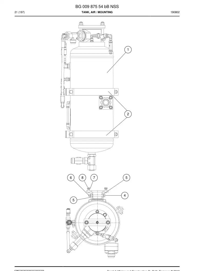 BG00987554b BG 009 875 54b Tank, Air - Sandvik Technical Drawing