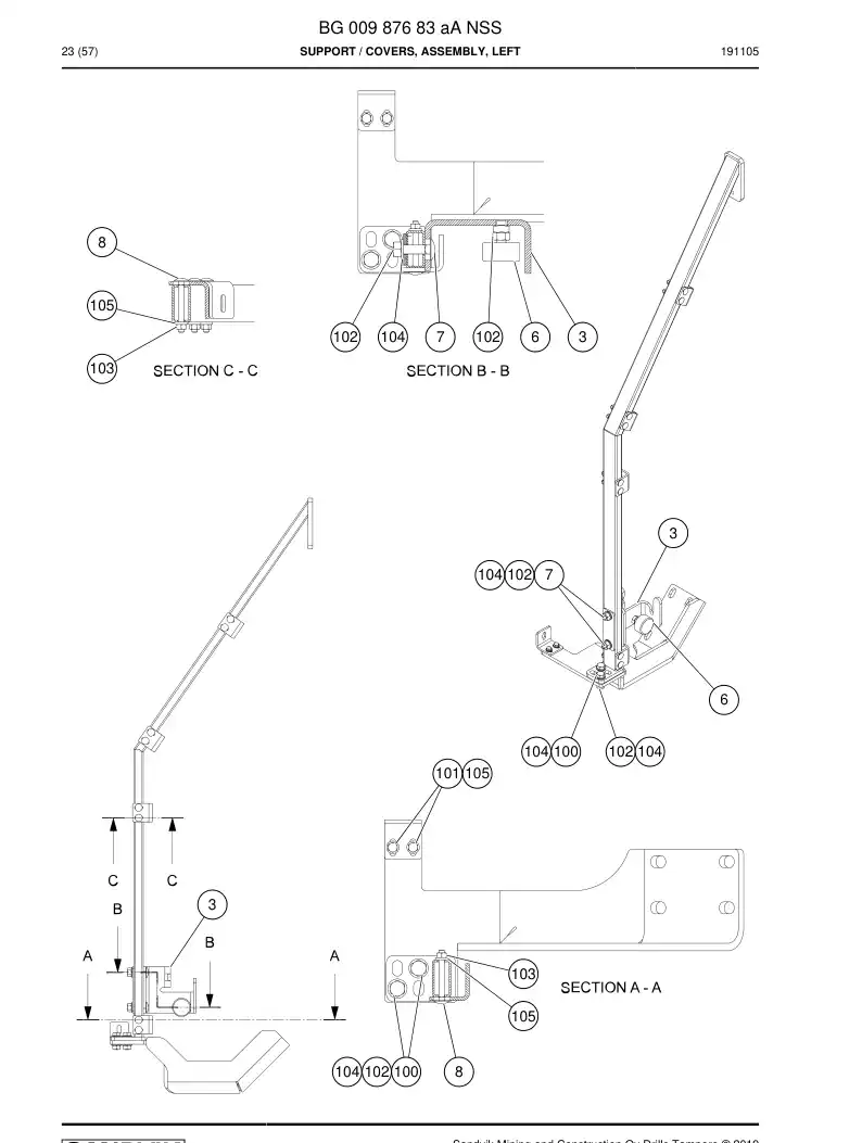 BG00987683a BG 009 876 83a Support - Sandvik Technical Drawing