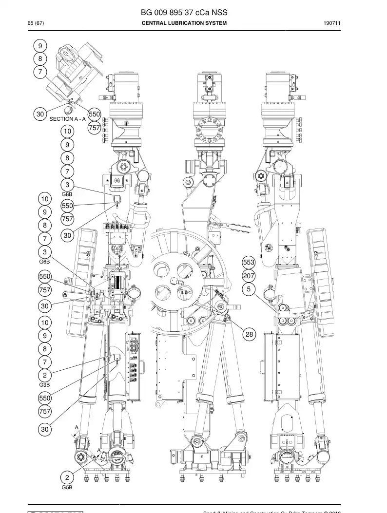 BG00989537c BG 009 895 37c Central Lubrication System - Sandvik Technical Drawing