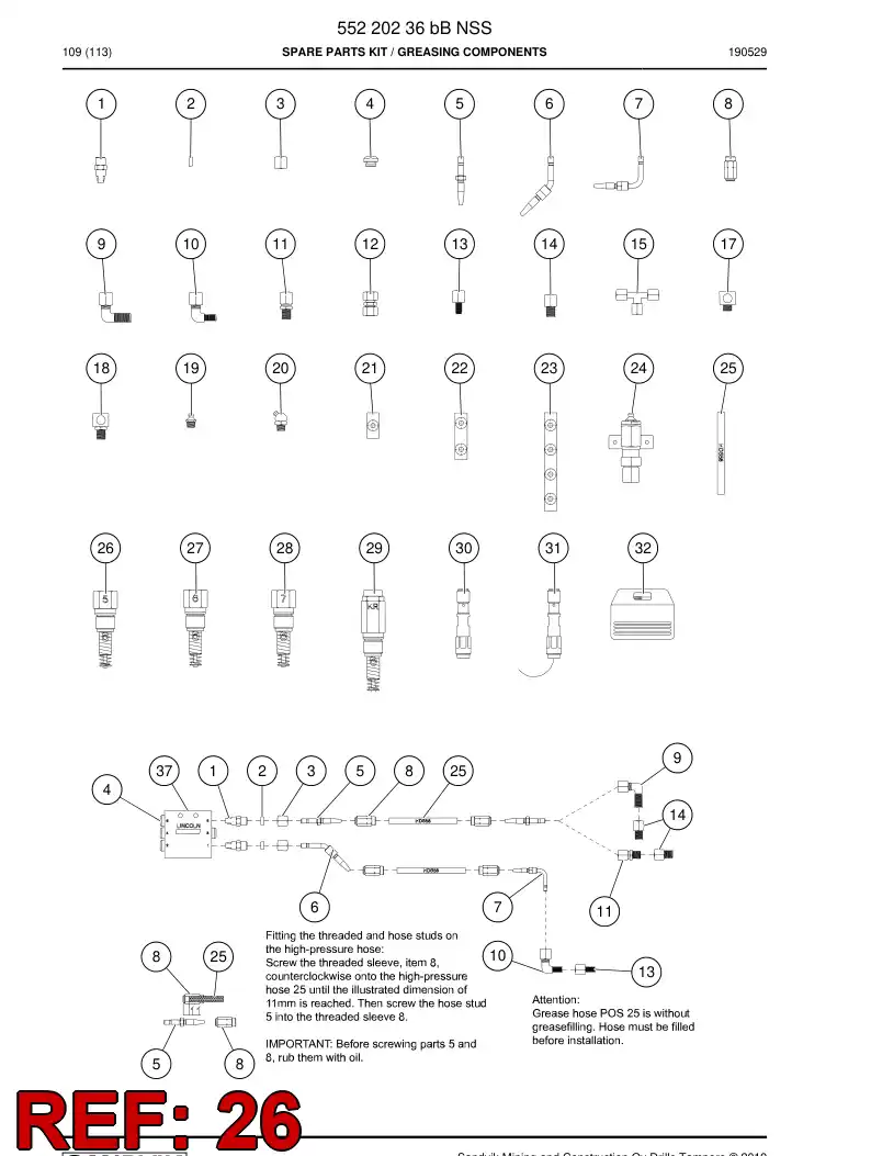 BG00989791a BG 009 897 91a Pump Element - Sandvik Technical Drawing