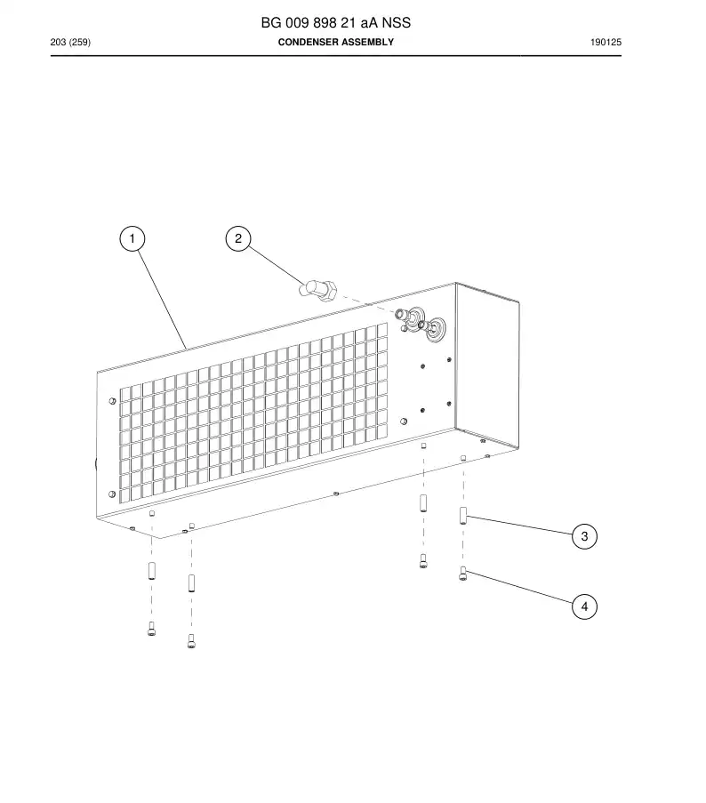 BG00989821a BG 009 898 21a Condenser Assembly - Sandvik Technical Drawing