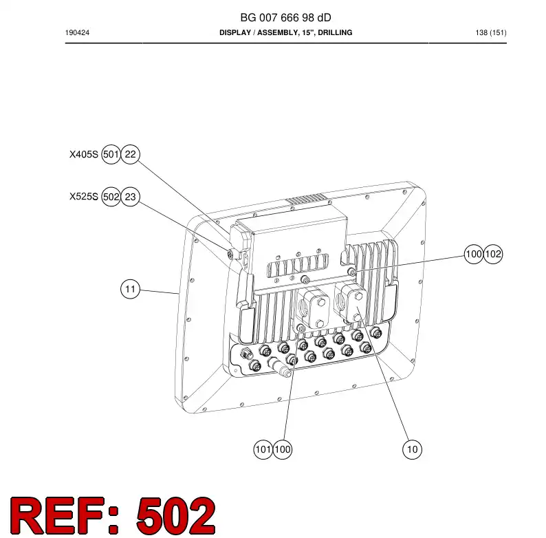 BG00990458b BG 009 904 58b Cable Assembly - Sandvik Technical Drawing