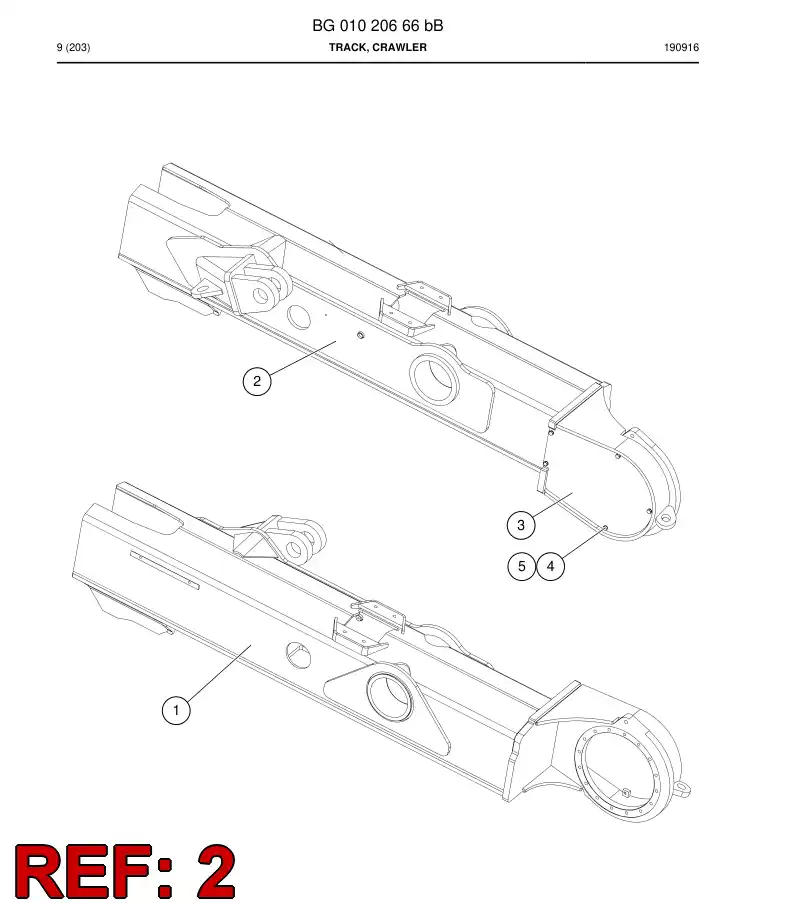 BG00991023a BG 009 910 23a Beam, Crawler - Sandvik Technical Drawing
