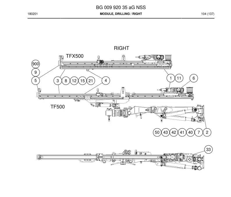BG00992035a BG 009 920 35a Module, Drilling - Sandvik Technical Drawing
