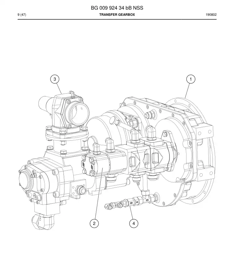 BG00992434b BG 009 924 34b Transfer Gearbox - Sandvik Technical Drawing