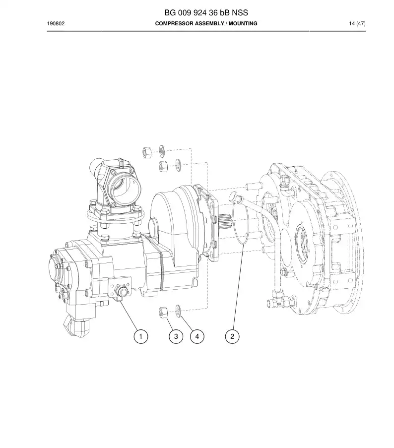 BG00992436b BG 009 924 36b Compressor Assembly - Sandvik Technical Drawing