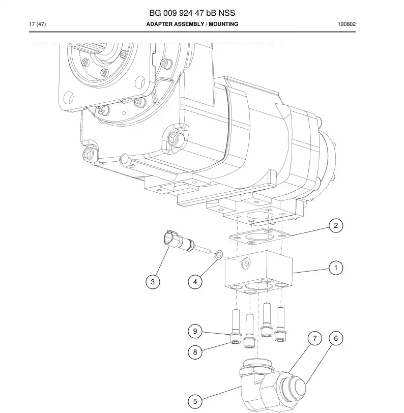 BG00992447b BG 009 924 47b Adapter Assembly - Sandvik Technical Drawing