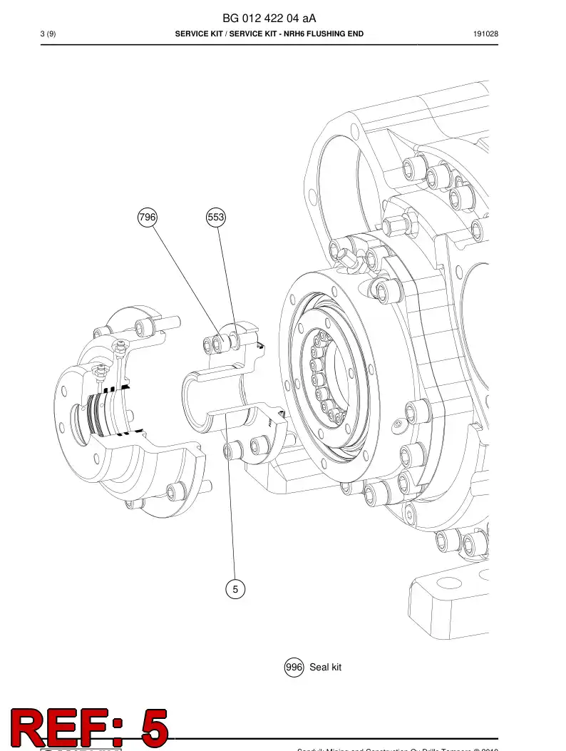 BG00993000a BG 009 930 00a Bushing, Sealing - Sandvik Technical Drawing