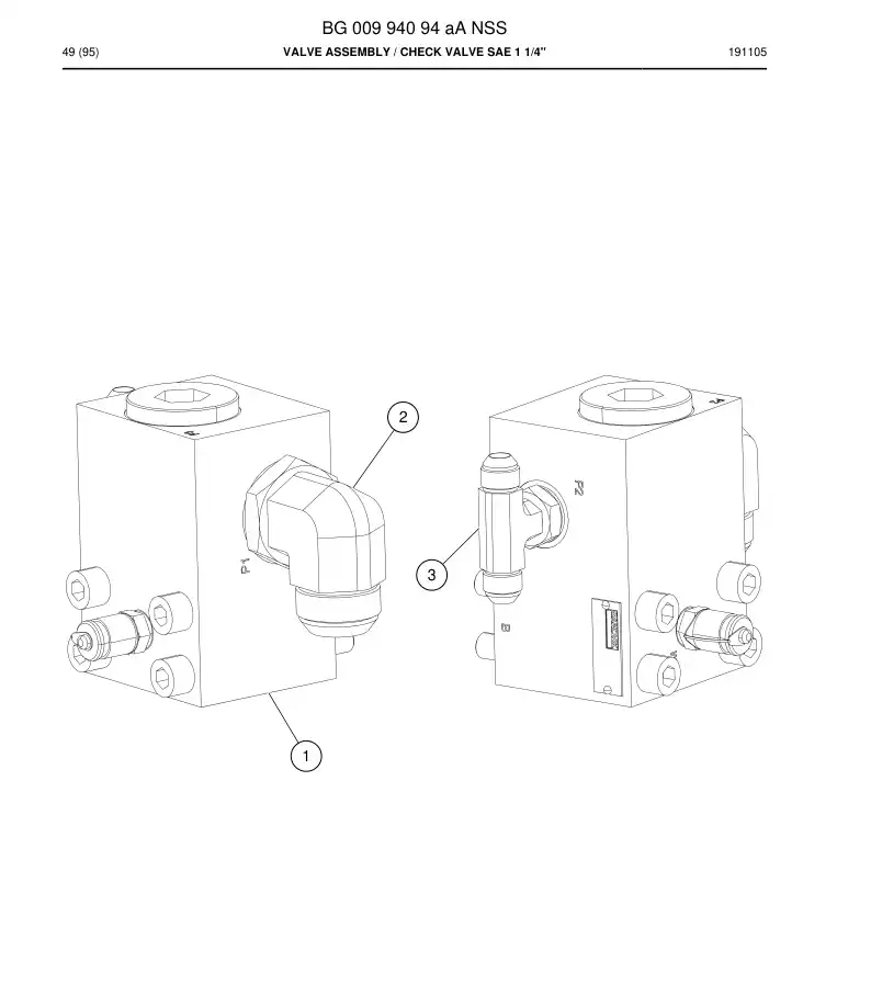 BG00994094a BG 009 940 94a Valve assembly - Sandvik Technical Drawing