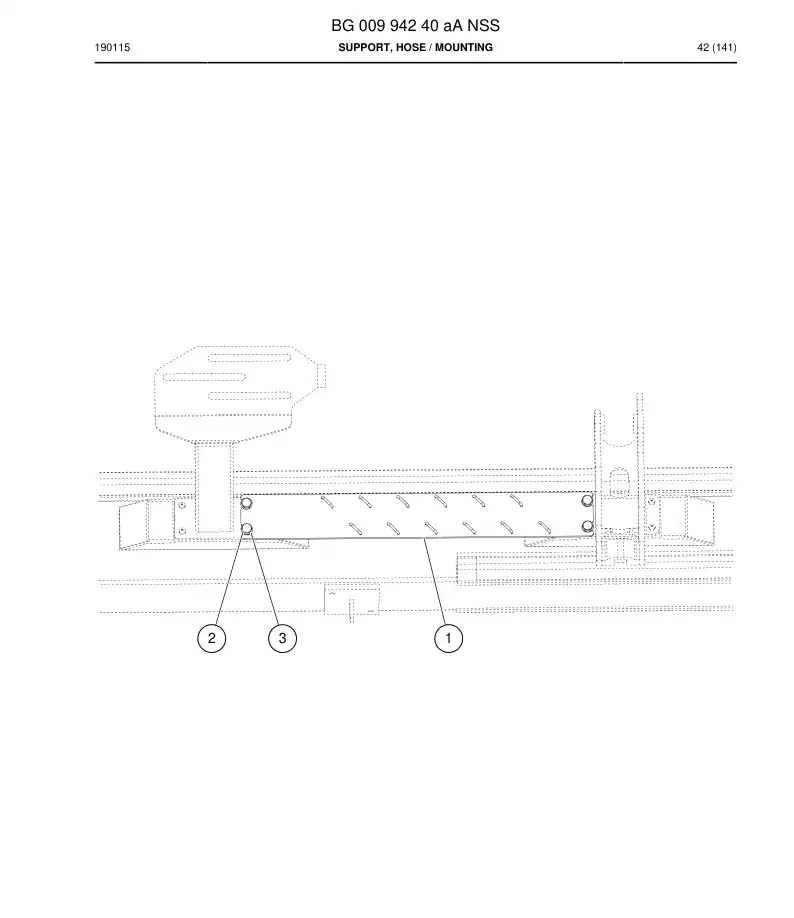 BG00994240a BG 009 942 40a Support, Hose - Sandvik Technical Drawing