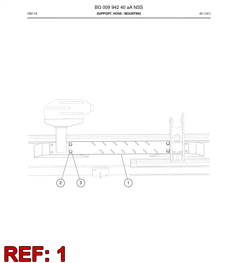 BG00994246a BG 009 942 46a Support, Hose - Sandvik Technical Drawing