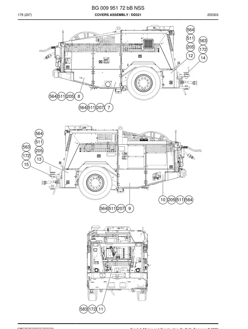 BG00995172b BG 009 951 72b Covers Assembly - Sandvik Technical Drawing