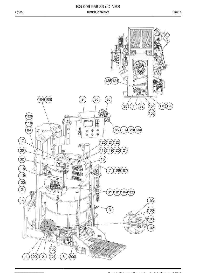 BG00995633d BG 009 956 33d Mixer, Cement - Sandvik Technical Drawing