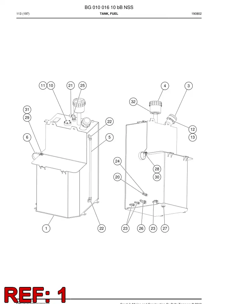 BG00996356b BG 009 963 56b Tank, Fuel - Sandvik Technical Drawing
