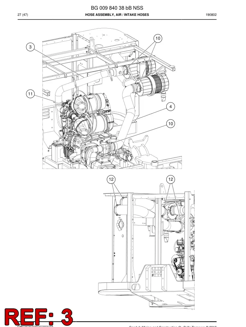 BG00997231a BG 009 972 31a Hose, Air - Sandvik Technical Drawing