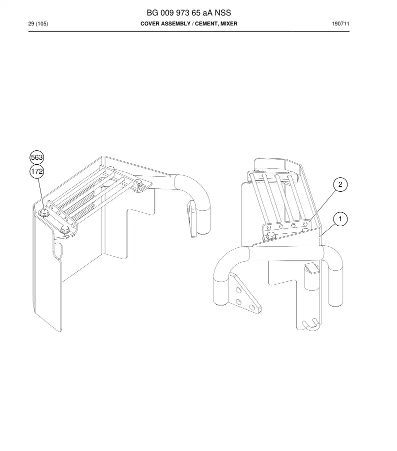 BG00997365a BG 009 973 65a Cover Assembly - Sandvik Technical Drawing