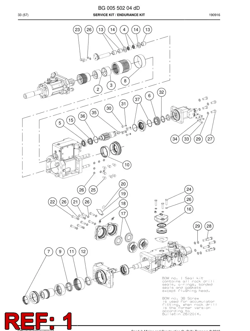 BG00997644a BG 009 976 44a Seal Kit - Sandvik Technical Drawing
