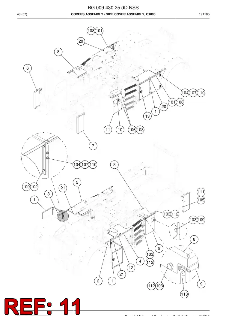 BG00997698a BG 009 976 98a Cover, Side - Sandvik Technical Drawing