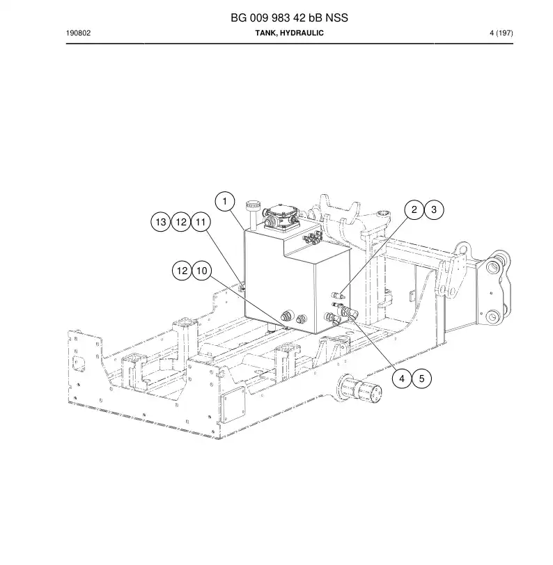 BG00998342b BG 009 983 42b Tank, Hydraulic - Sandvik Technical Drawing