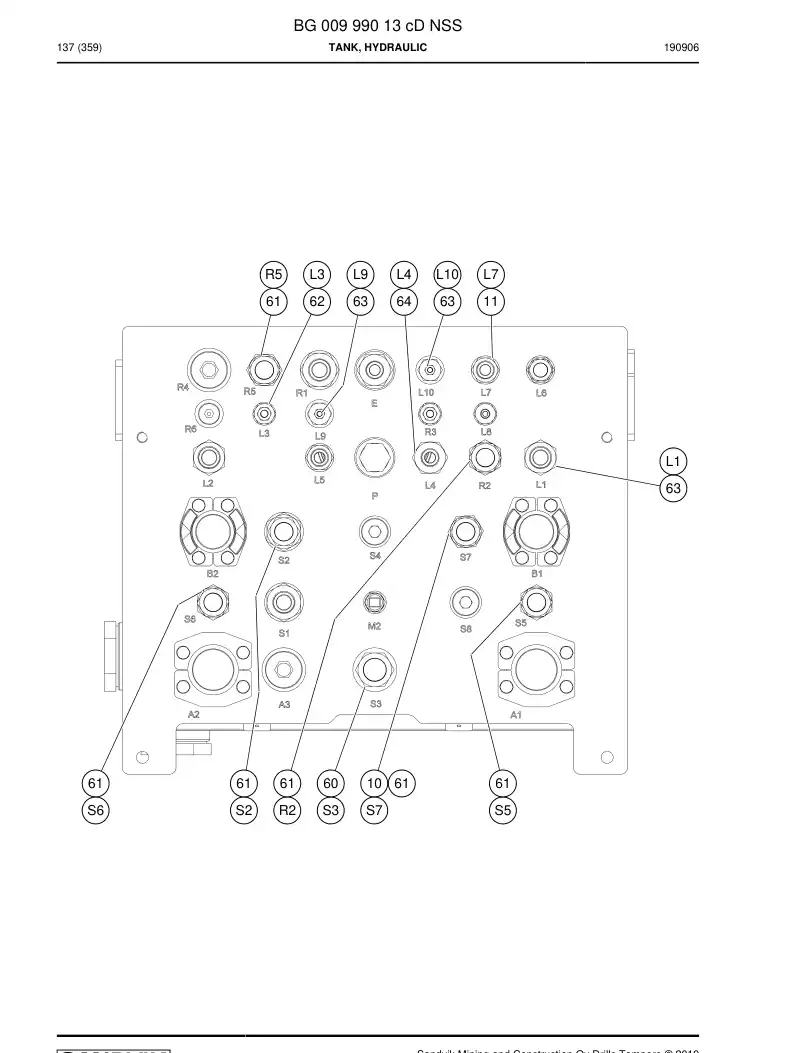 BG00999013c BG 009 990 13c Tank, Hydraulic - Sandvik Technical Drawing