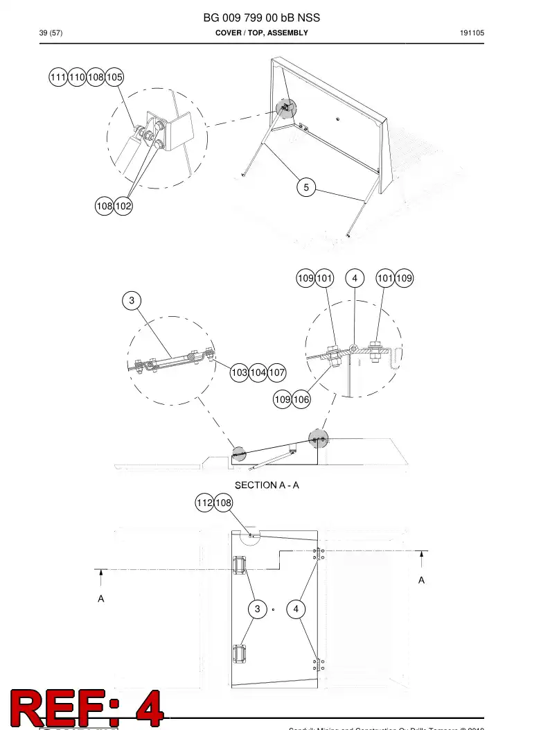 BG01001624a BG 010 016 24a Hinge - Sandvik Technical Drawing