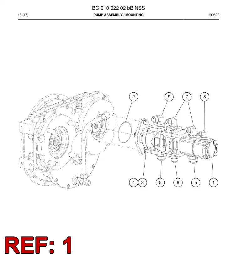BG01002144a BG 010 021 44a Pump, Gear - Sandvik Technical Drawing